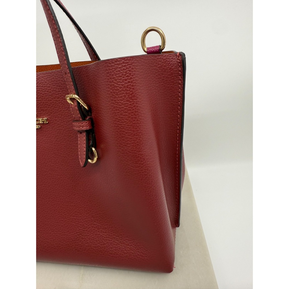 Coach Burgundy Tote Bag with Gold Accents - Picture 6 of 16